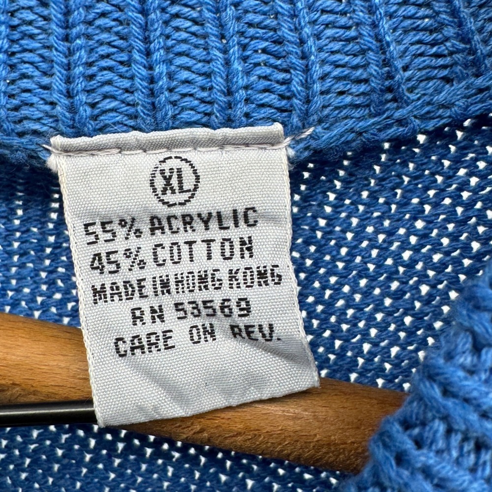 Vintage‎ Aureus Mens Blue Pullover V-Neck Knit Sweater Cotton Blend Size XL - Picture 10 of 10